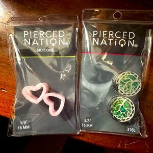 Pierced Nation Silicone Heart Plugs and Green Tree Plugs